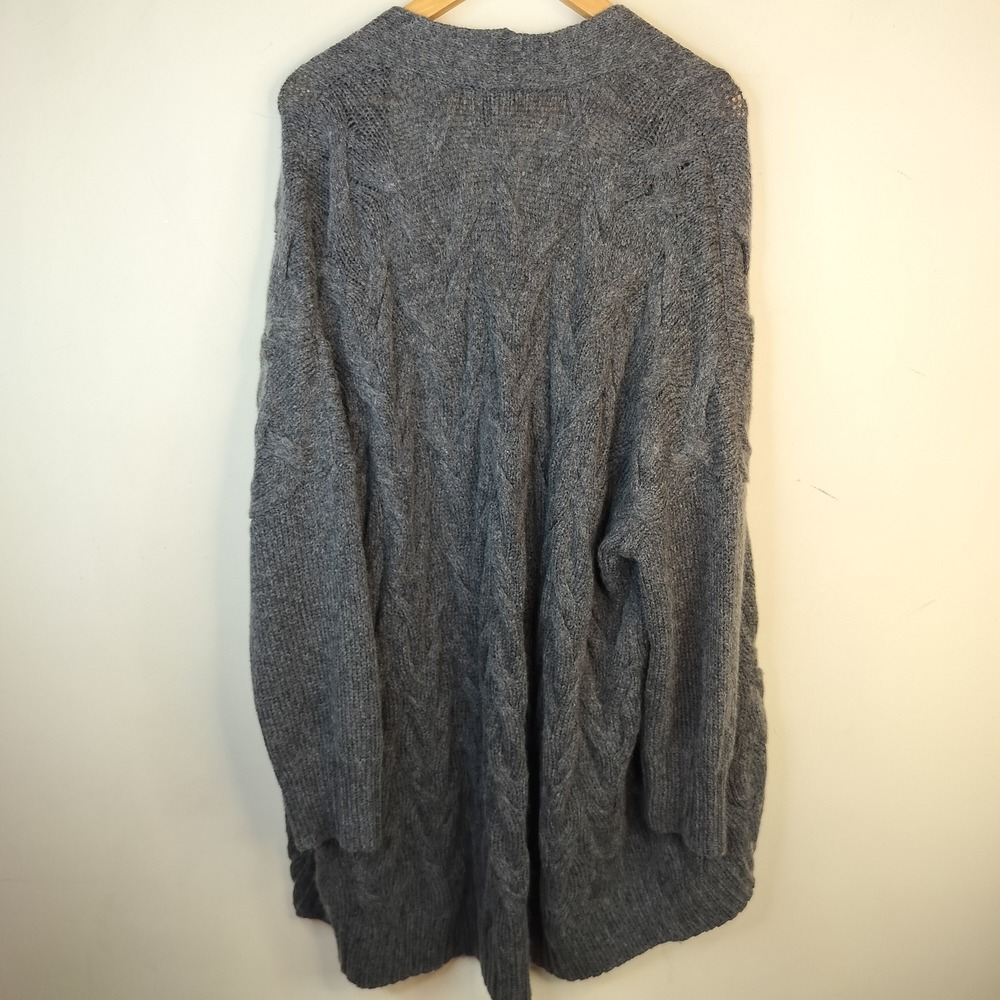 Eileen Fisher Wool Mohair Cardigan Sweater Size XL Cable Knit Open Front Minimal - Picture 9 of 12